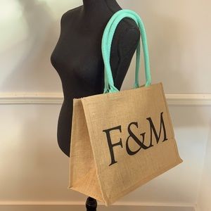 Fortnum & Mason Jute Tote A Bag for Life F&M Large Logo London New